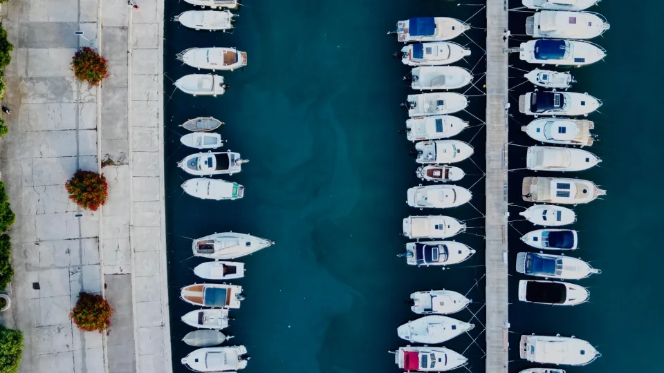 Boats moored along the waterfront at Novi Vinodolski.