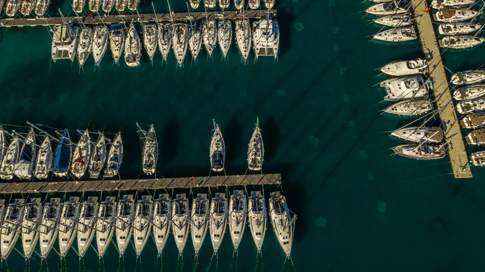 Yachts moored at Marina Pirovac.