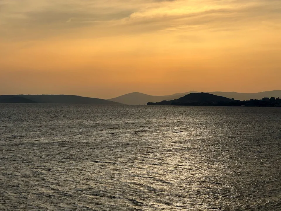 The Adriatic coast at Podstrana in the evening light.