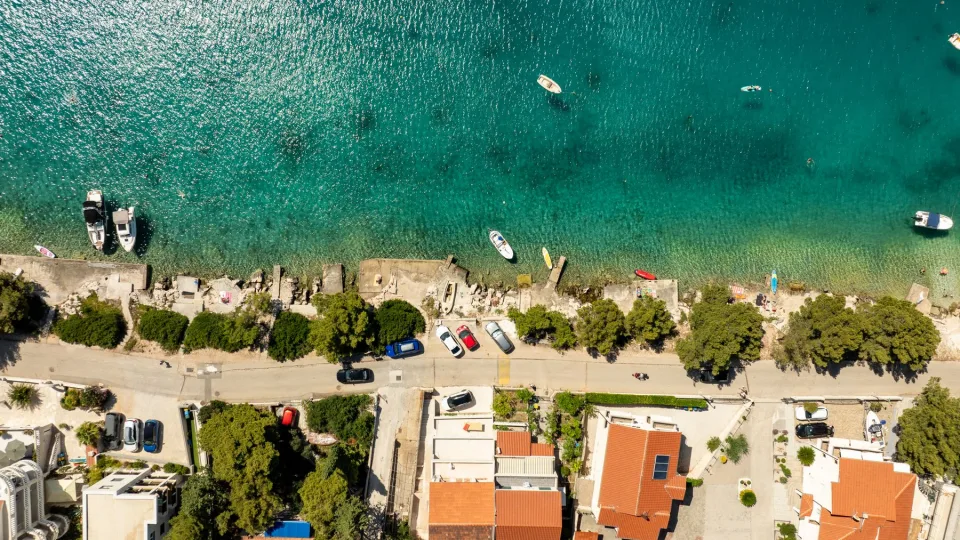 Rogoznica coast and sheltered bays seen from above.