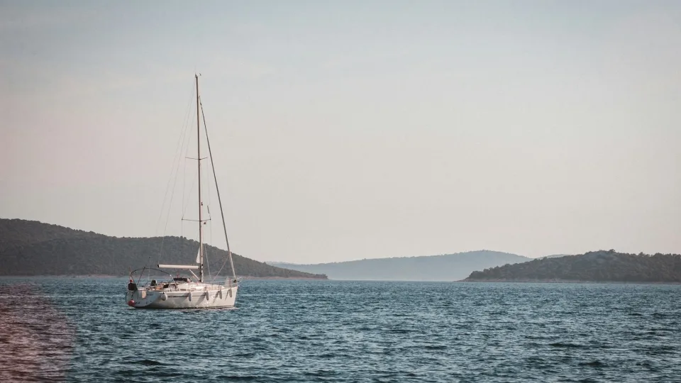 A sailing yacht on the sea at Vodice.