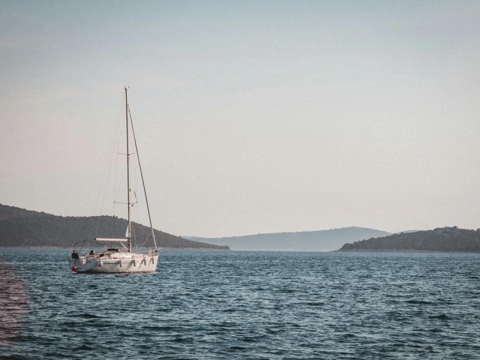 A sailing yacht on the sea at Vodice.