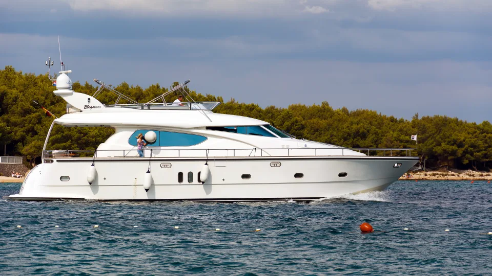 A motor yacht on the sea near Jezera.