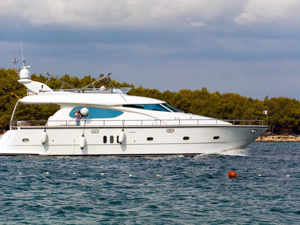 A motor yacht on the sea near Jezera.