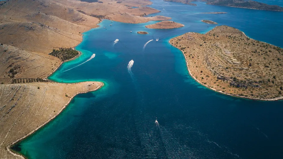 Islets and open channels in the Kornati archipelago.