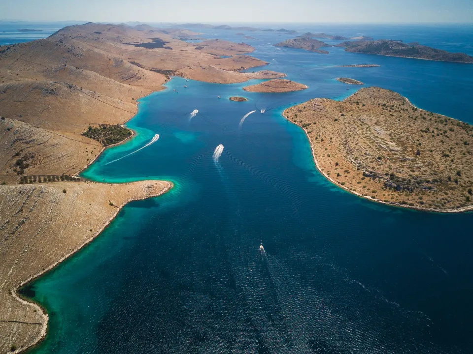Islets and open channels in the Kornati archipelago.