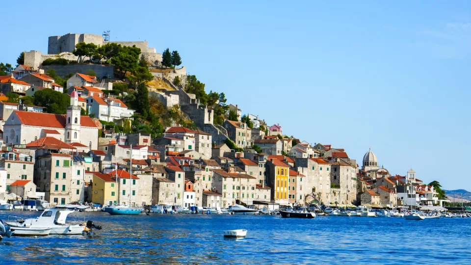 Regional view of Šibenik waterfront and its historic town