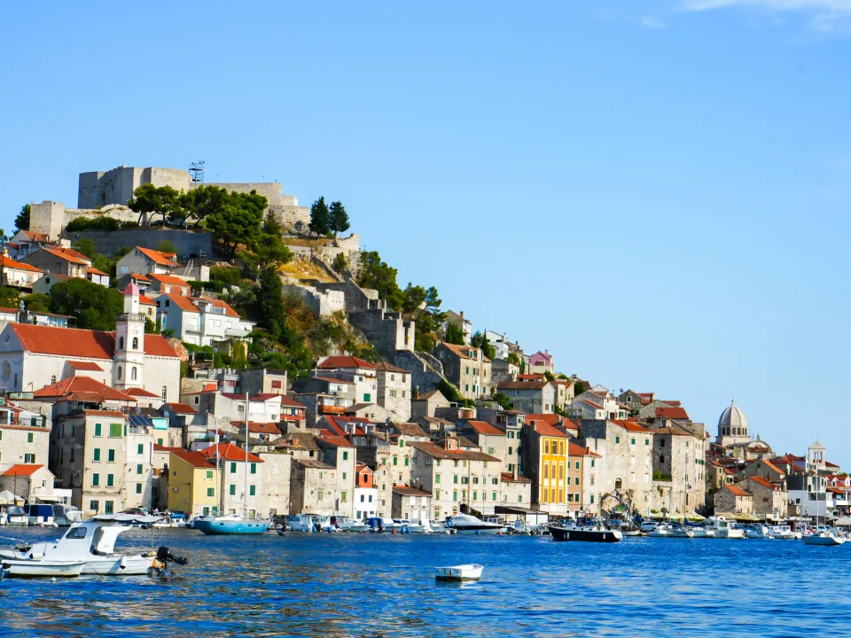 Regional view of Šibenik waterfront and its historic town