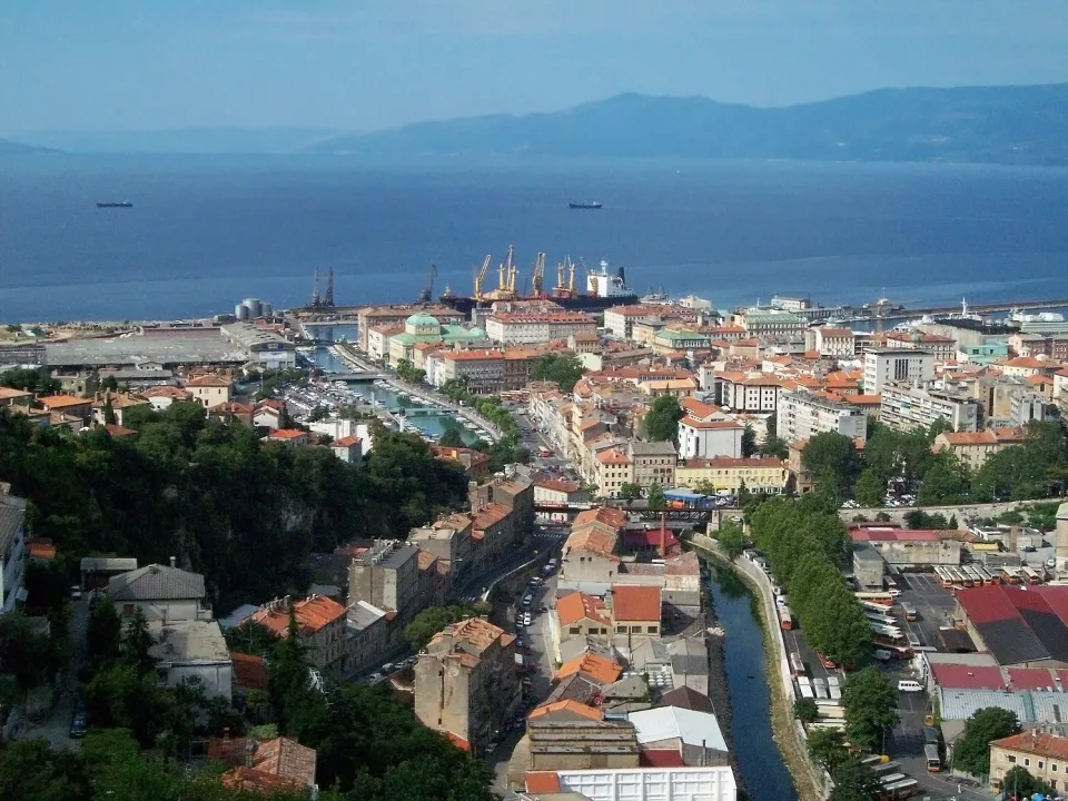 Rijeka city and port with the Kvarner coast beyond