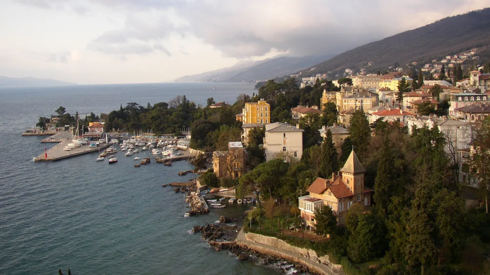 Opatija waterfront and small harbour along the Kvarner coast