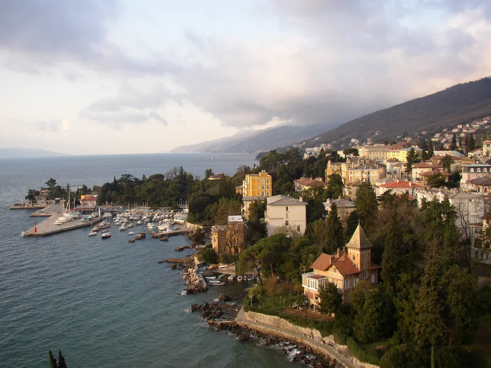 Opatija waterfront and small harbour along the Kvarner coast