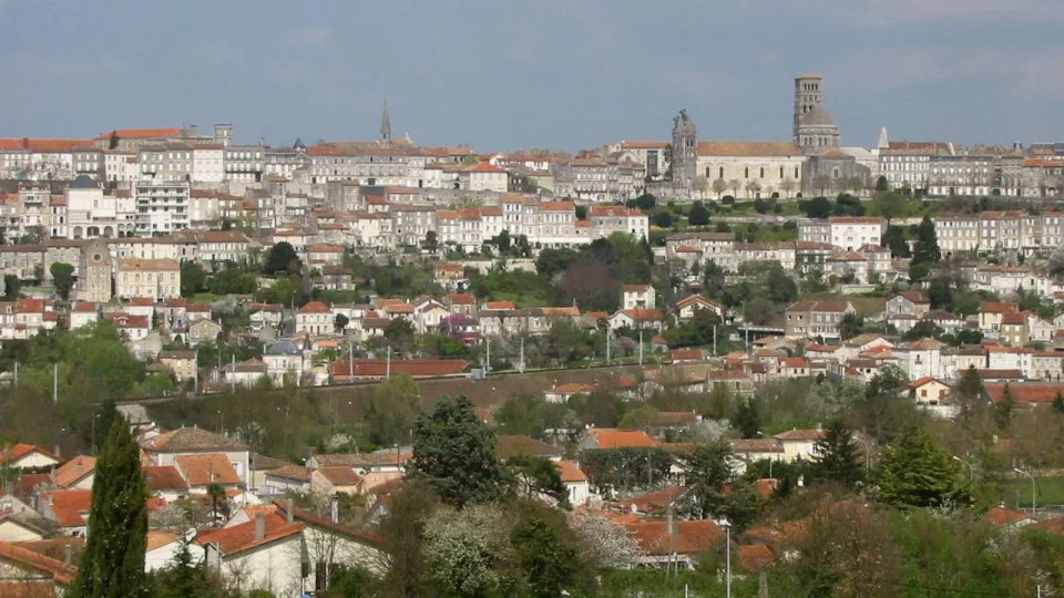 Regional town view of Angoulême and its cathedral