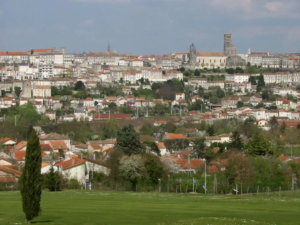 Regional town view of Angoulême and its cathedral