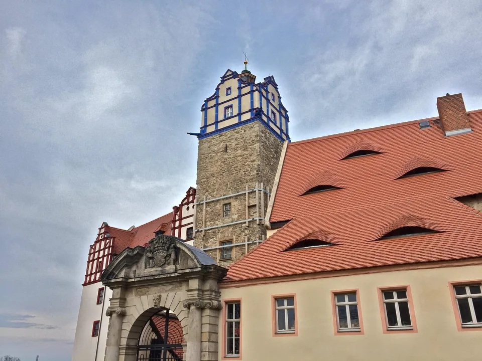 Castle courtyard and tower in Bernburg, Saxony-Anhalt