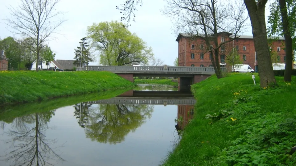 Peene waterway and bridge in Malchin