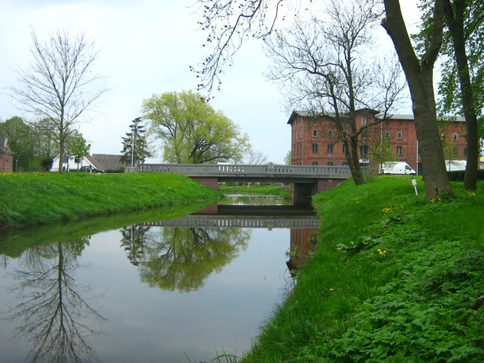 Peene waterway and bridge in Malchin