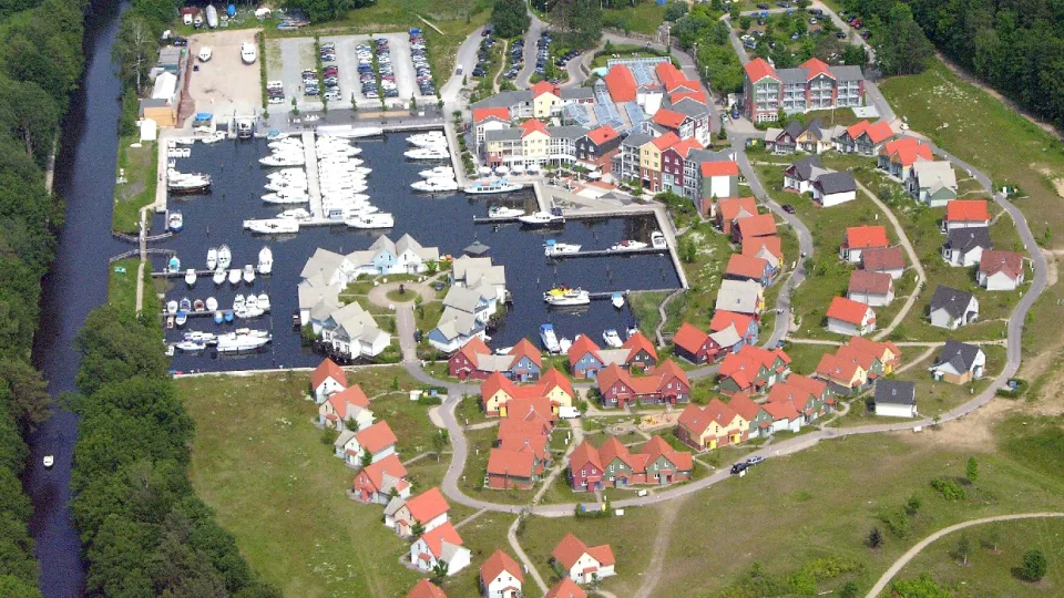 Historical aerial view of Marina Wolfsbruch at Kleinzerlang near Rheinsberg