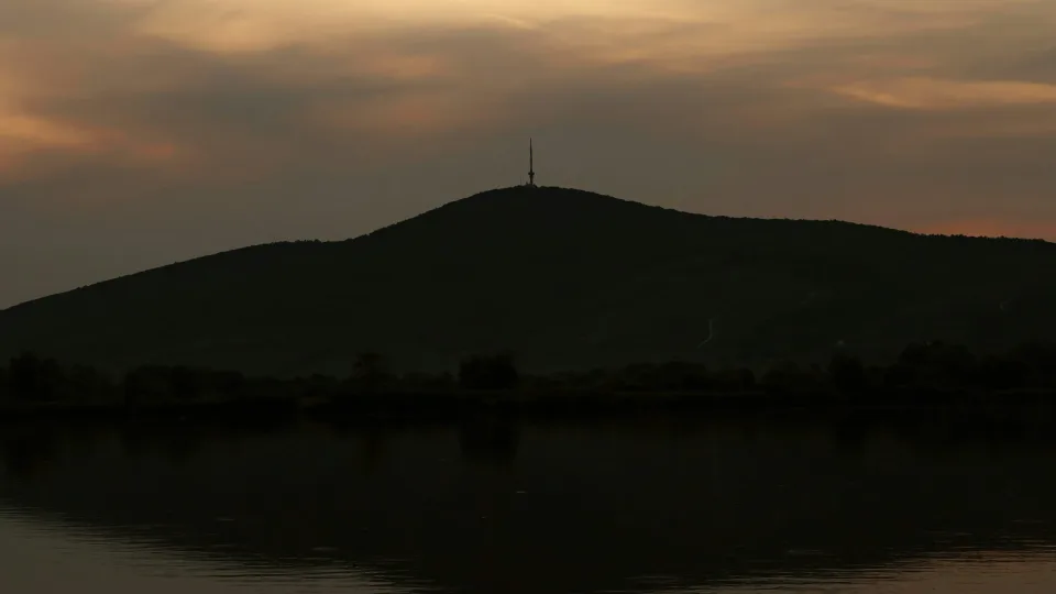 Regional water and hill landscape in Tokaj, Hungary