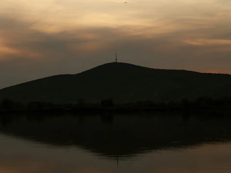 Regional water and hill landscape in Tokaj, Hungary