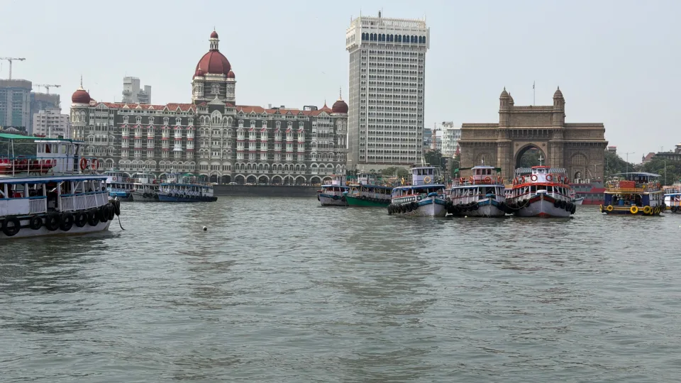 Mumbai waterfront with the Gateway of India and Taj Mahal Palace