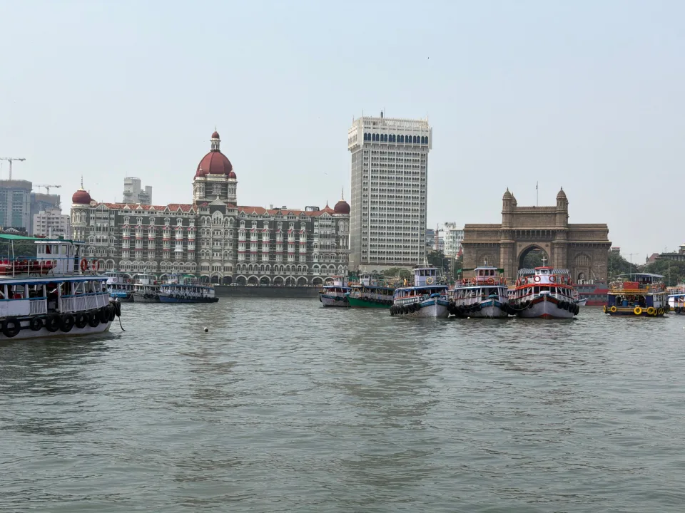 Mumbai waterfront with the Gateway of India and Taj Mahal Palace