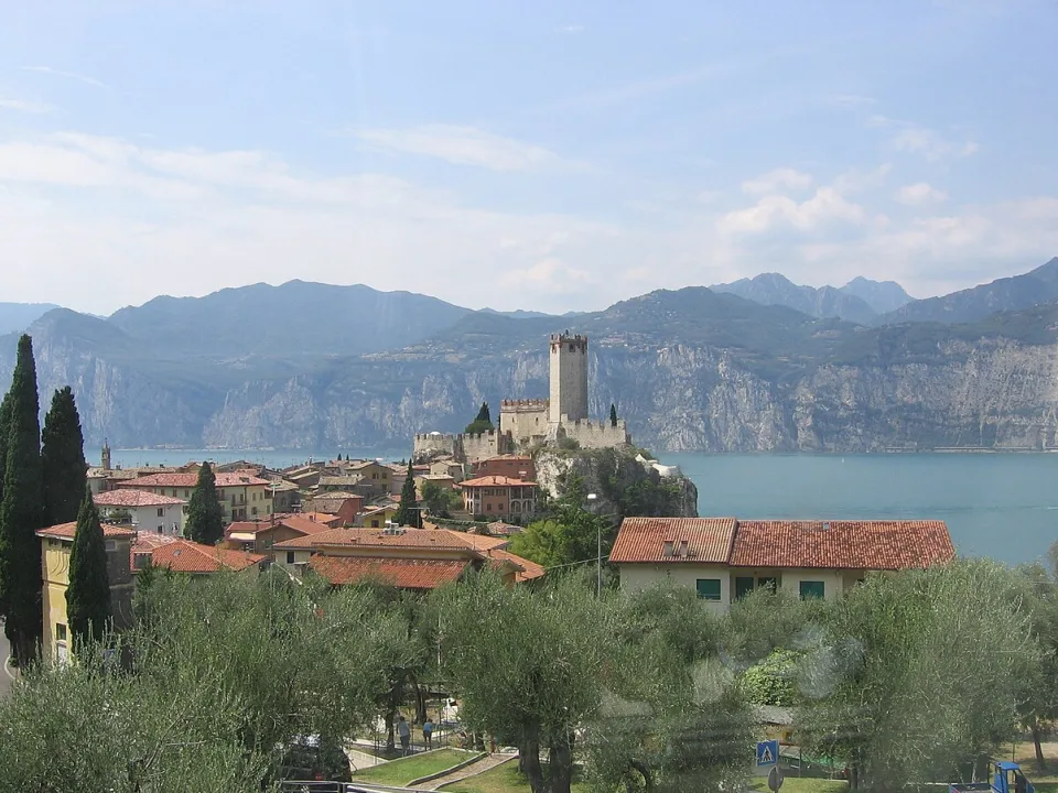 Regional view of Malcesine castle and Lake Garda