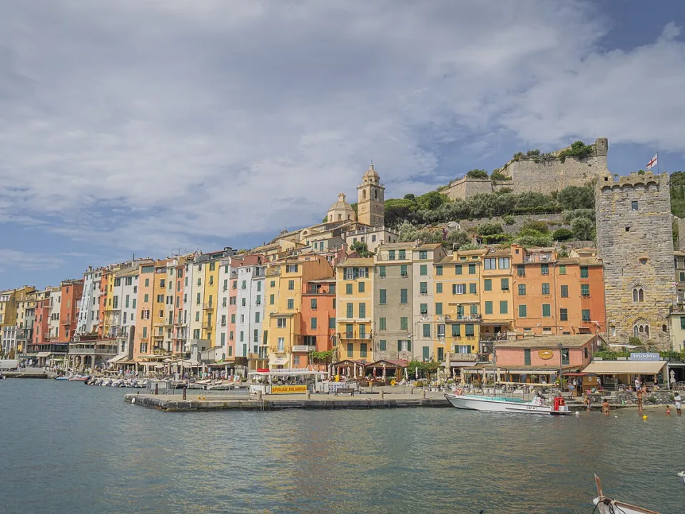 Regional view of Porto Venere waterfront on the Ligurian coast
