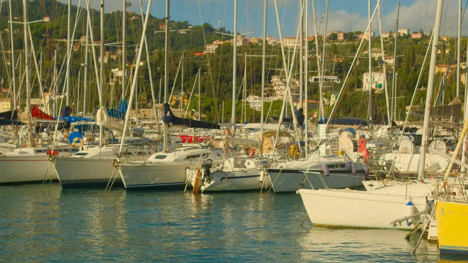 Regional view of boats in Lerici harbour on the Ligurian coast
