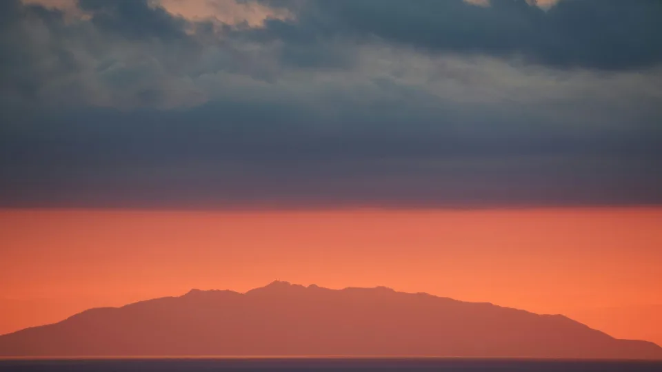 Sunset over the sea viewed from Marina di Cecina