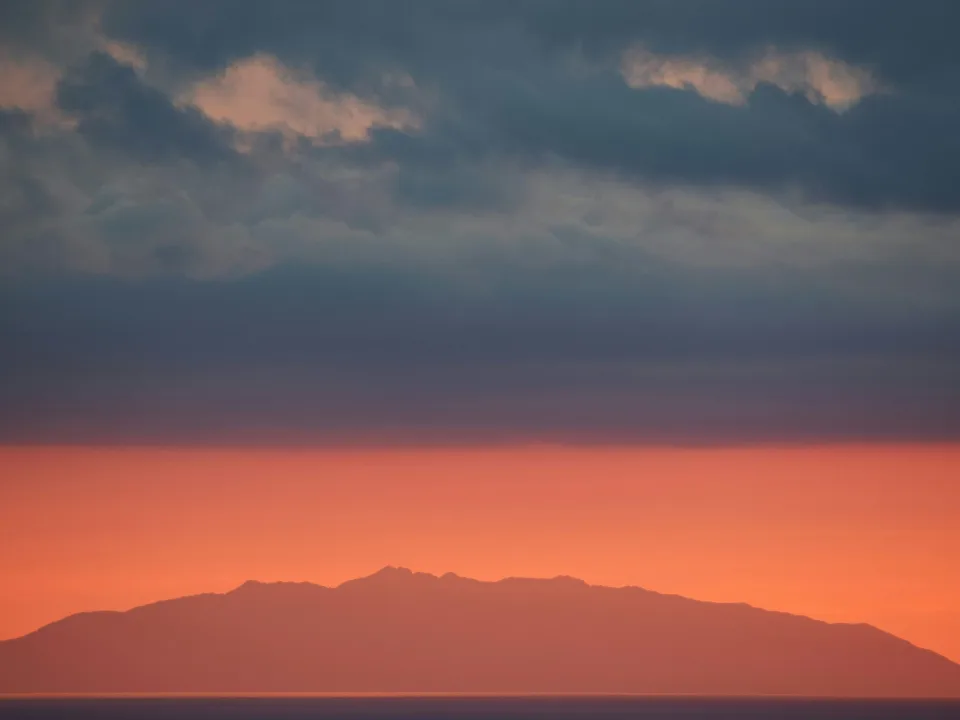 Sunset over the sea viewed from Marina di Cecina