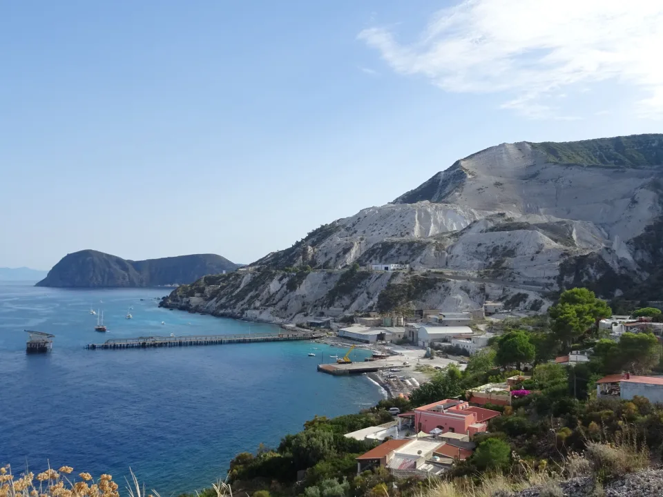 Regional island context: Lipari coastline and blue water
