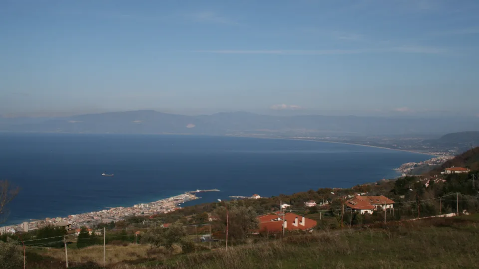 Regional coastal context: the harbour and coast below Vibo Valentia viewed from the hillside