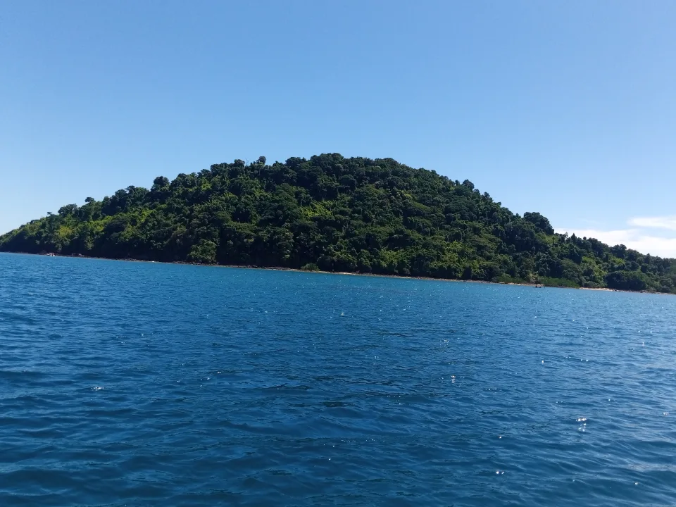 Regional view of the wooded coast of Nosy Sakatia near Nosy Be, Madagascar