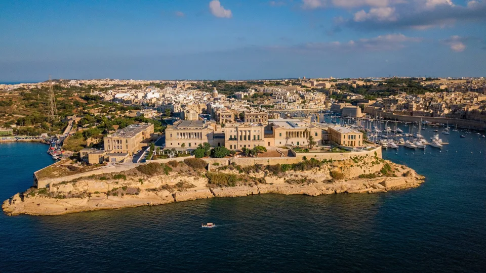 Villa Bighi and the coast at Kalkara, Malta