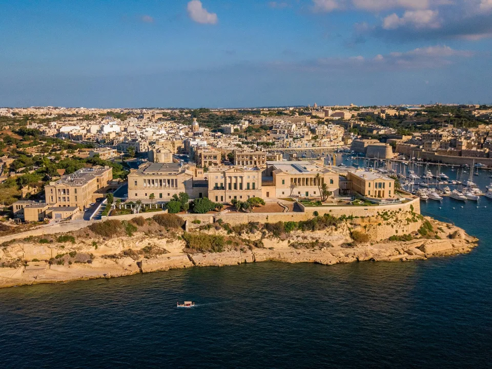 Villa Bighi and the coast at Kalkara, Malta