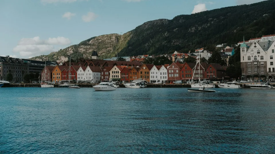 Regional waterfront scenery in Bergen, Norway