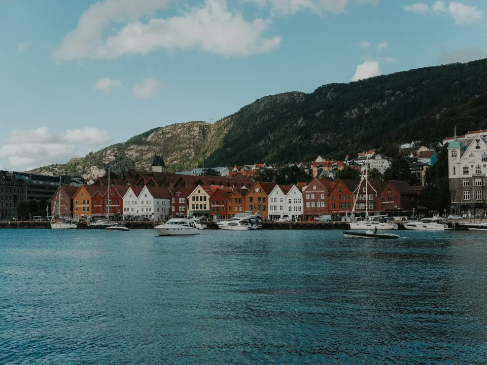 Regional waterfront scenery in Bergen, Norway