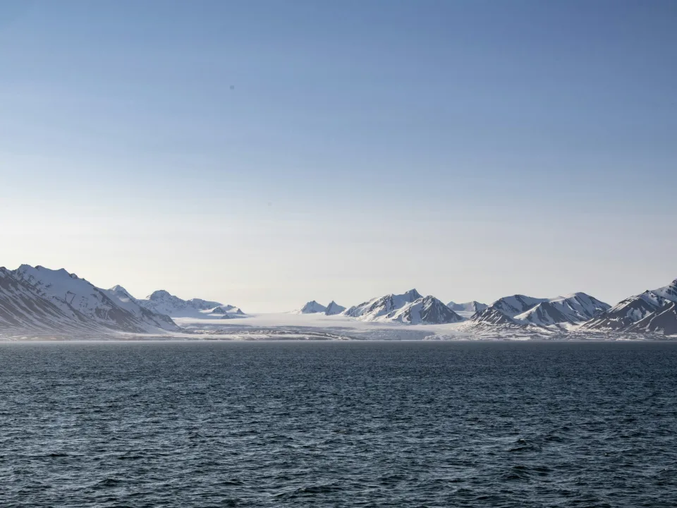 Coastal water and mountain ridge in Svalbard