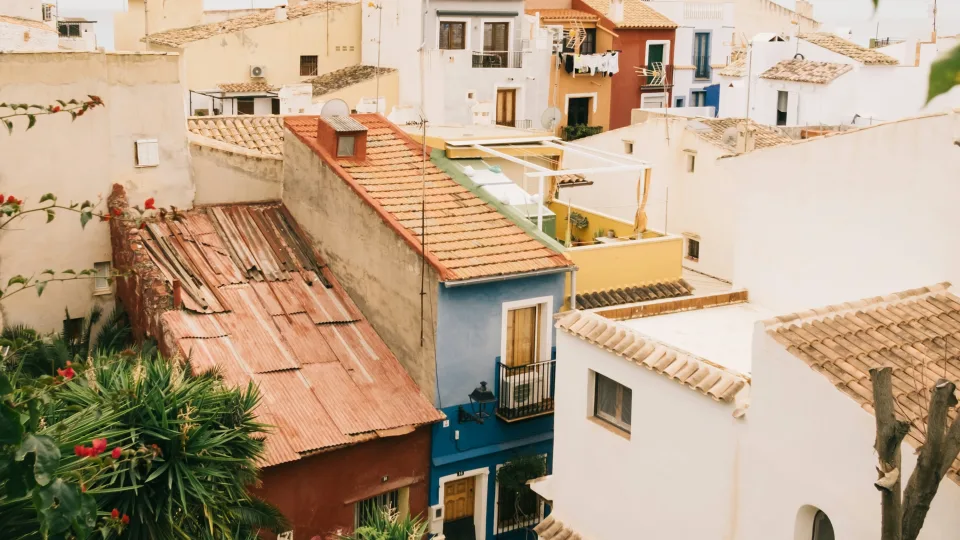 Colourful houses and tiled roofs in Villajoyosa, Spain