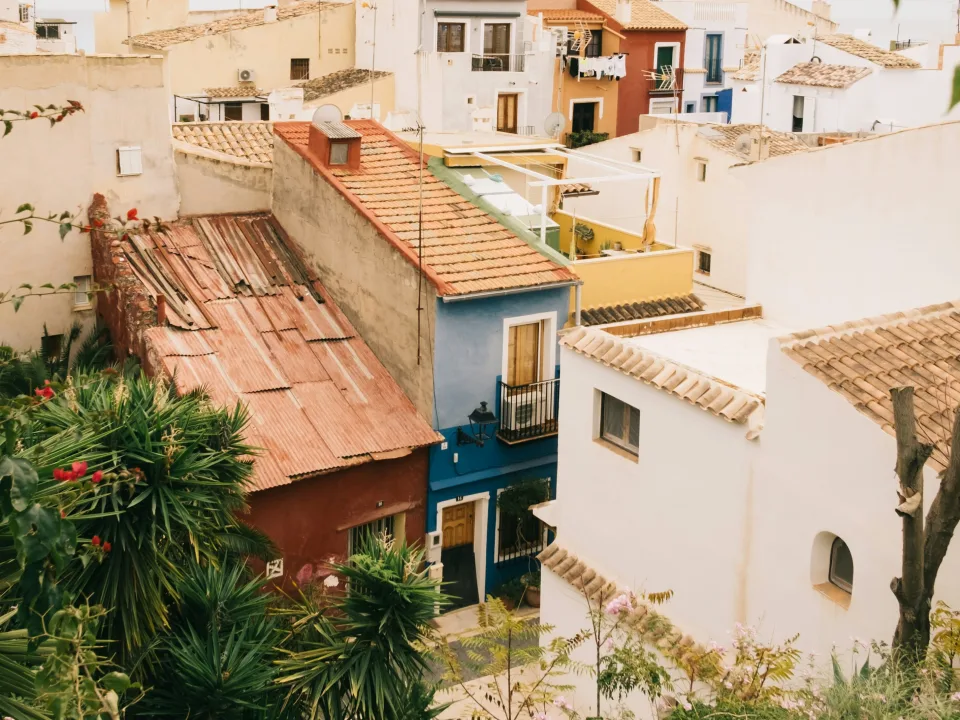 Colourful houses and tiled roofs in Villajoyosa, Spain