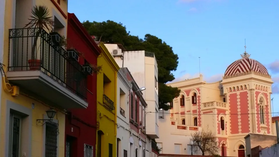Casa Benèfica and colourful façades in El Masnou, Spain