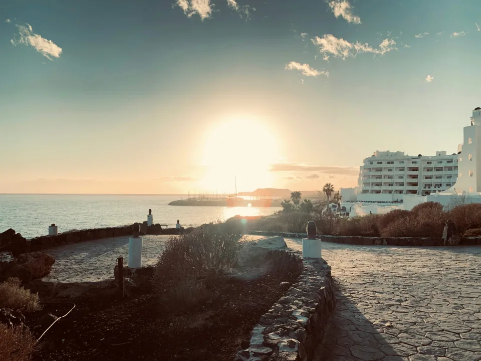 Regional San Miguel coast context: sunset on the Golf del Sur seafront, Tenerife