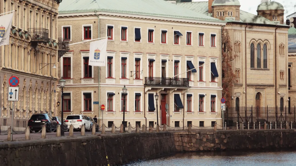 Historic buildings beside a canal in Gothenburg