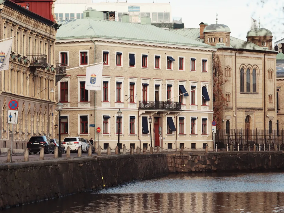 Historic buildings beside a canal in Gothenburg