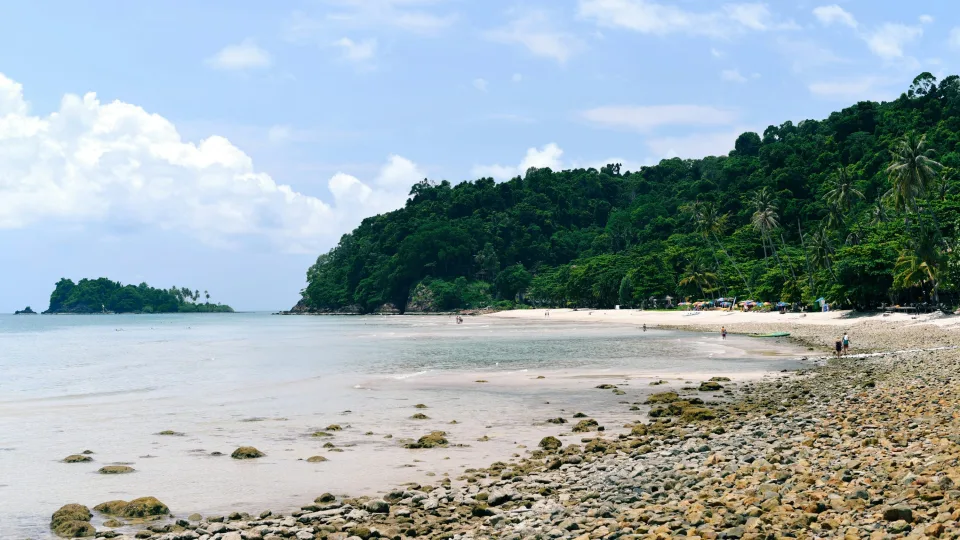 Beach and forested coastline on Koh Chang, Thailand