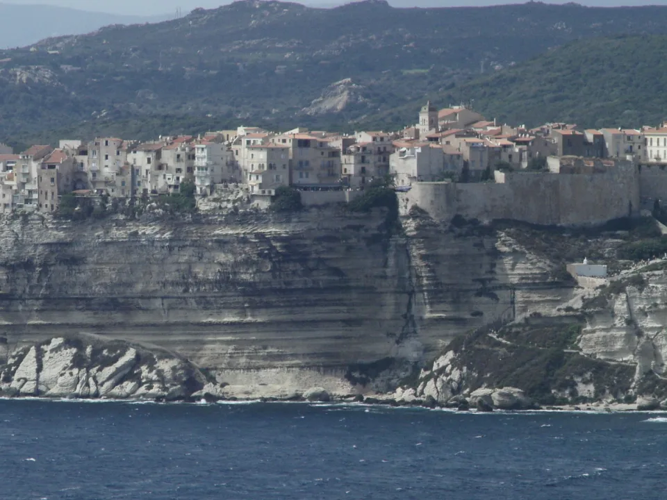 The cliff-top old town and white limestone coast of Bonifacio.
