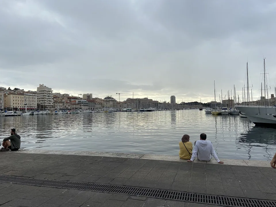 Boats and the waterfront of the Vieux-Port in Marseille.