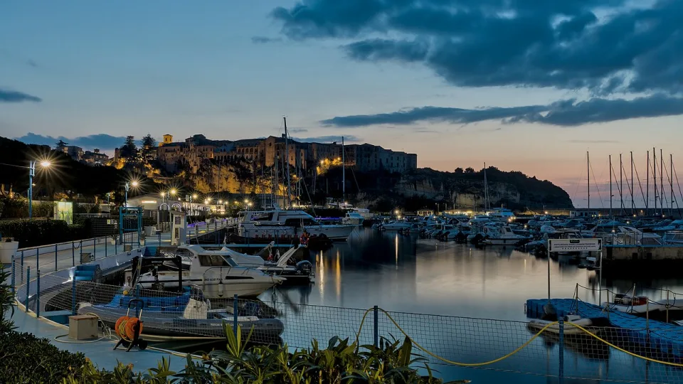 Tropea port at sunset
