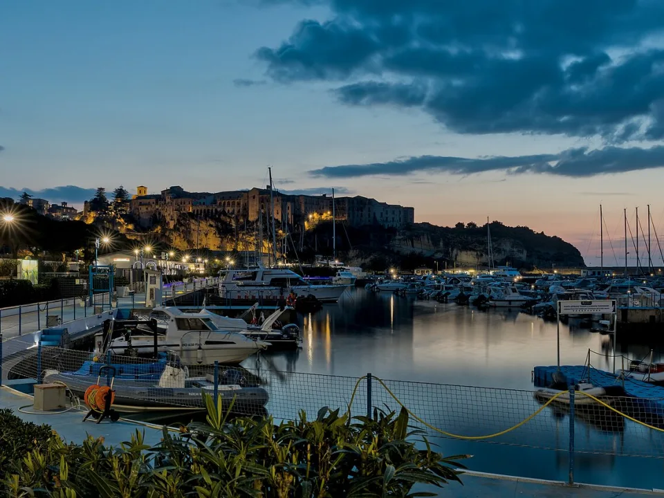 Tropea port at sunset