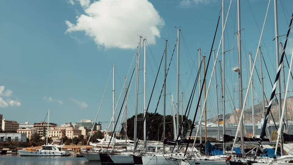 Sailing yachts moored in Palermo, Sicily